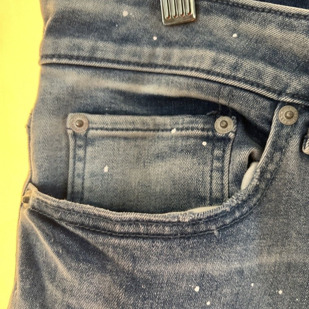 PacSun Womens Stacked Skinny Stretch Jeans Lt Wash Denim Distressed 36 x 32 - Picture 3 of 13
